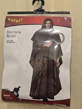 Sz Adult One Size SPIRIT Brown Hooded Robe ADULT Halloween Costume NWT
