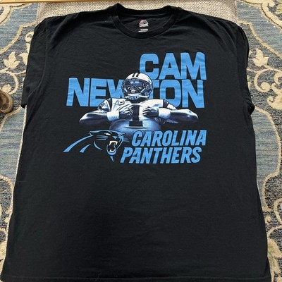 Carolina Panthers Cam Newton Majestic T-Shirt Men s XL Black With Blue NWOT