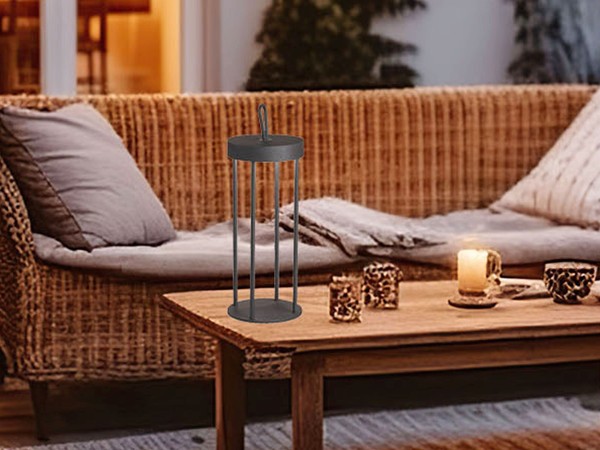 Tischlampe Laterne Schwarz Ohne Stromkabel Mit Akku Und Usb FüR Outdoor & Innen-image