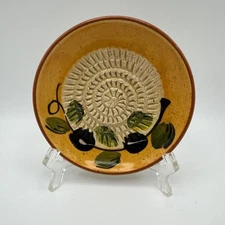 Ceramic Garlic Ginger Grater Plate Olive Design Artist Signed Made in Spain 5”