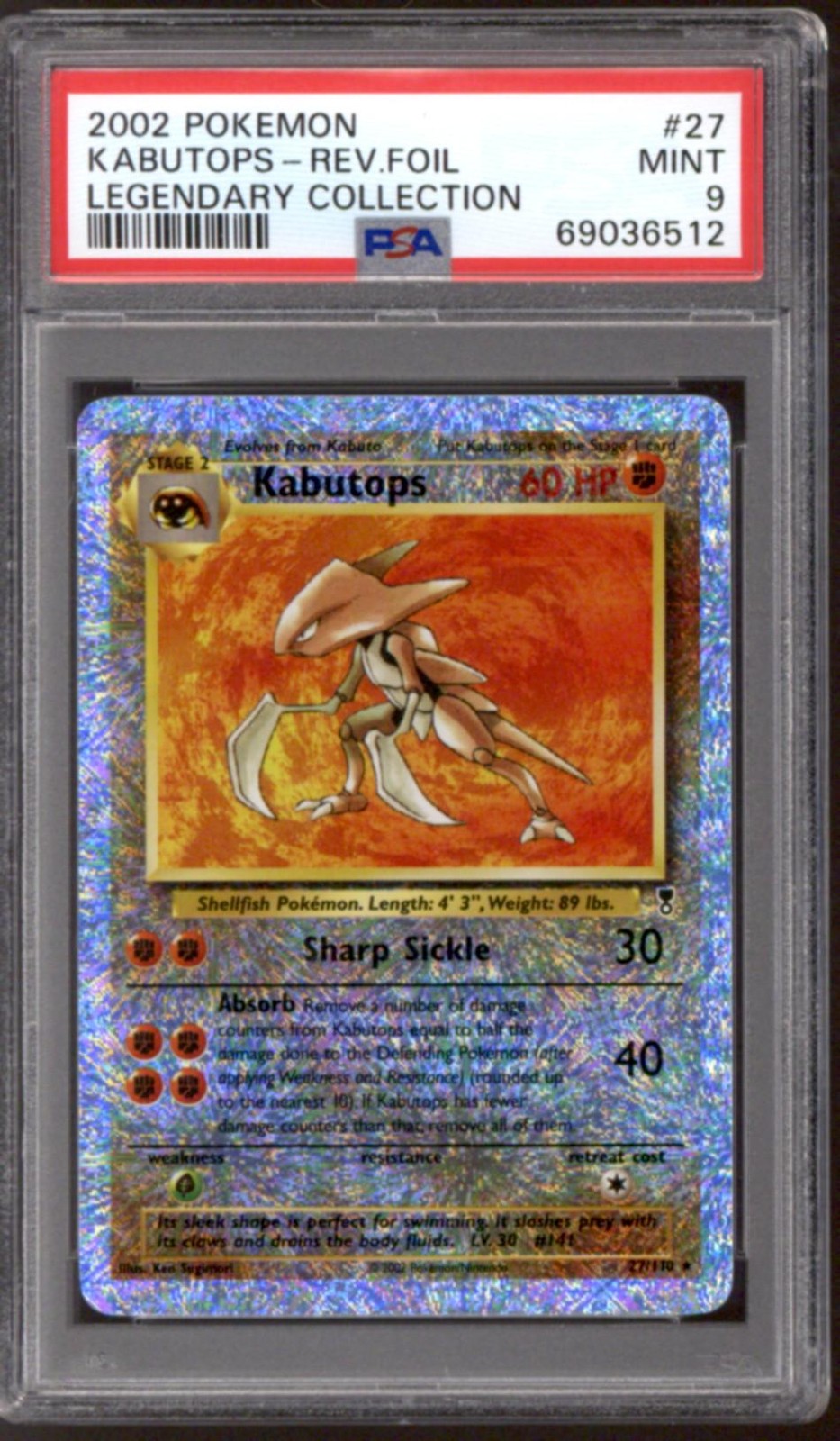 Pokemon Legendary Collection Reverse Holo Foil Kabutops 27/110 PSA 9