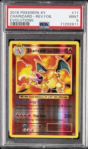 2016 POKEMON XY EVOLUTIONS #11 CHARIZARD-REVERSE FOIL PSA 9