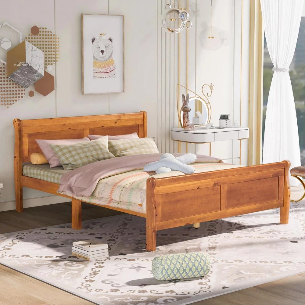 Pine platform bed queen deals