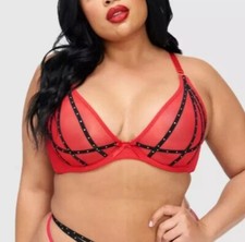 Fredericks of Hollywood NWT 34DD Rozlyn Mesh Stud Red Underwire Bra
