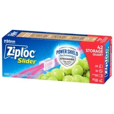 Ziploc Quart Food Storage Slider Bags Power Shield Technology More 42 Count