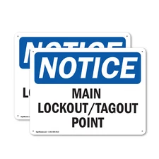 (2 Pack) Main Lockout Tagout Point OSHA Notice Sign Decal Metal Plastic