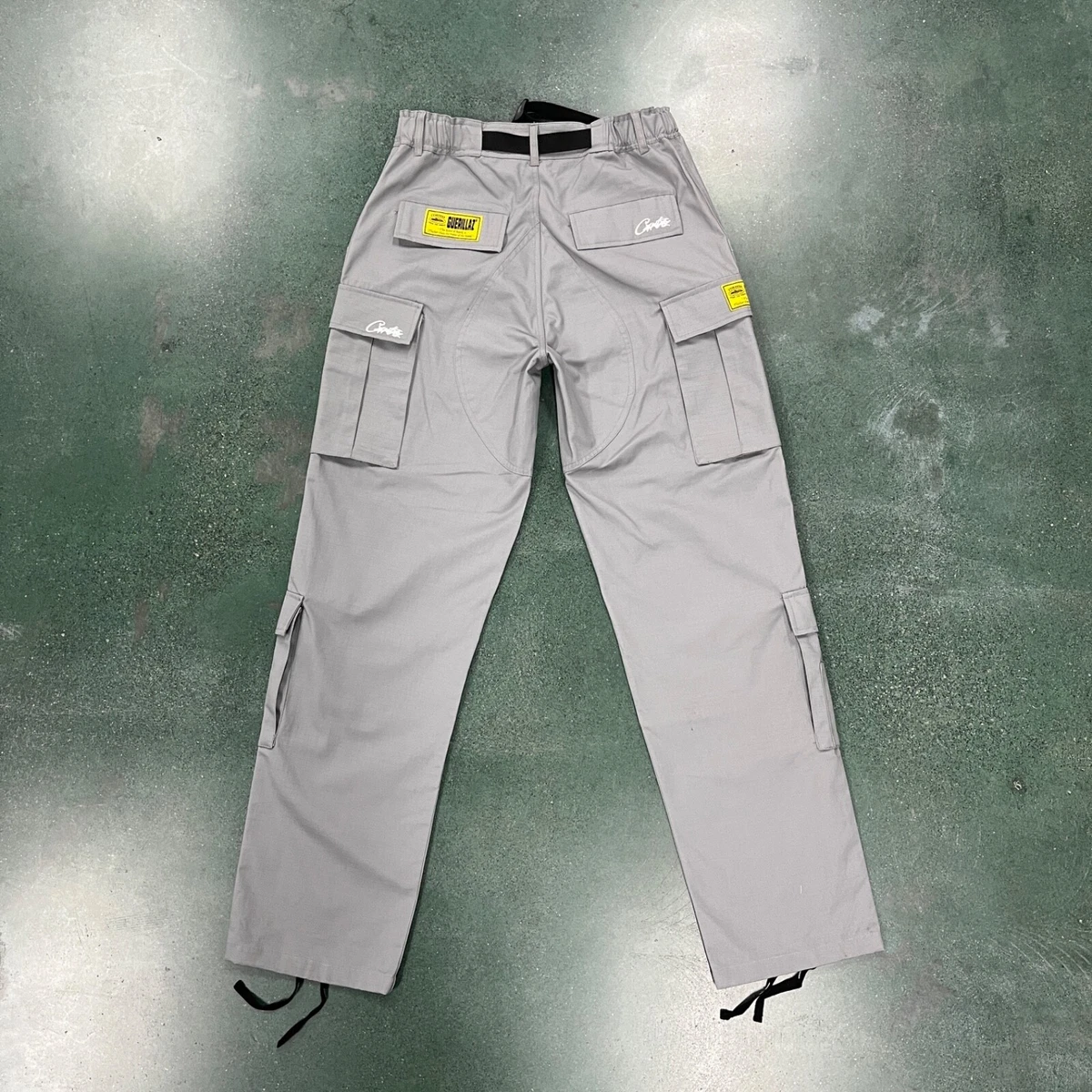 CRTZ Corteiz Cargo Pants , Color Stone Grey With White Logo