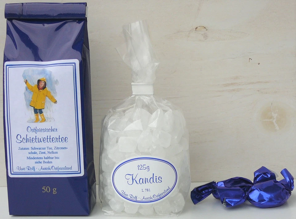 Teepräsent Schietwettertee ♥ 50g Ostfriesentee Kandis Geschenkset Präsent - Bild 2 von 2