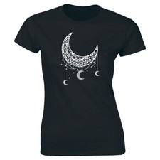 Half Moon And Stars Crew Neck T-Shirt for Women