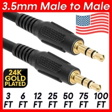 3.5mm Cable Male to Male Stereo Audio Speaker iPad PC Car Auxiliary AUX Cord LOT