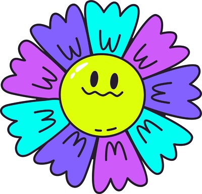 Trippy Flower Sticker Smiley Colorful Hippie Psychedelic Shroom Acid (3 Inch)