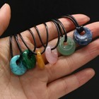 Wholesale 12pcs Natural Mixed Stone Doughnut Pendant Bead Jewelry Making 18mm