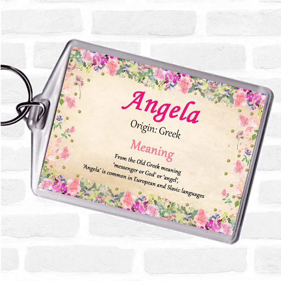 Angela Name Meaning Bag Tag Keychain Keyring Floral | eBay