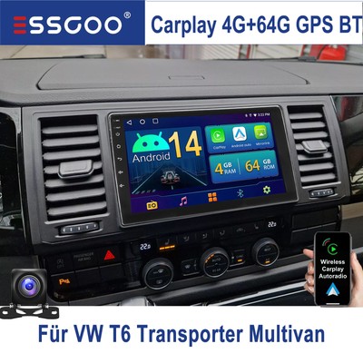 DAB Autoradio für VW T6 Transporter Multivan 2016+ Navi Carplay 4+64G Android 14