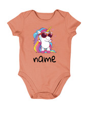 Kurzarm Baby Strampler süßen Einhorn druck Wunschnamen Geschenk Jungen & Mädchen