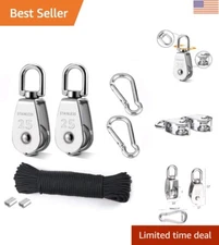 Multi-Purpose Stainless Steel 25MM Pulley Kit - 66ft Rope for Indoor/Outdoor Use