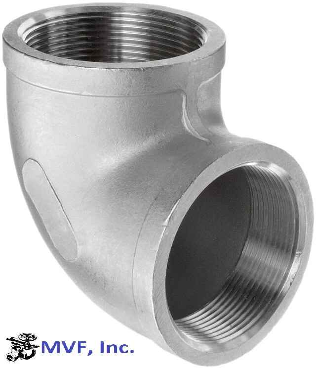 3/8" 150 Female NPT 90° Elbow Cast 304 Stainless Steel Pipe Fitting SS010341304 - Image 2 of 4