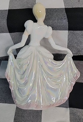 Vtg 1999 Irridecent White Dress Pink Hem Cinderella Figurine Stamped YH - Picture 2 of 17