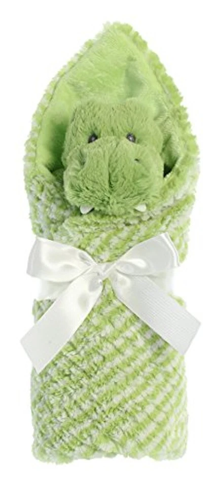 Ebba Baby Little Pitter Patter Green Alligator Rattle 8.5"& Swaddle Blanket 18" - Image 3 of 3