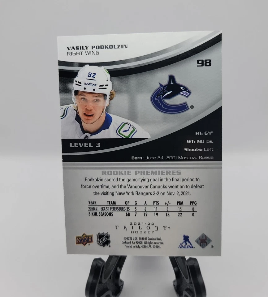2021-22 UD Extended Series Trilogy Level 3 Vasily Podkolzin #/299 Canucks!!!🔥🔥 - Image 2 of 2