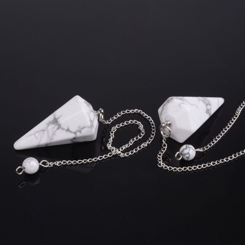 37mm Faceted gemstone crystal healing point chakra hexagonal pendulum 6" Chain - Picture 36 of 118