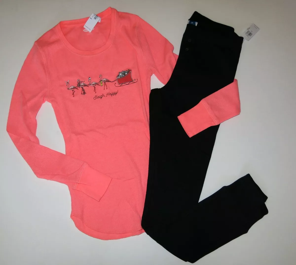 Old Navy thermal T Shirt TOP LEGGINGS lounge pajamas long pants