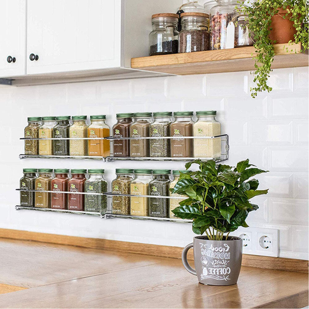 4X Spice Herb Jar Rack Holder For Kitchen Door Cupboard Storage Wall
