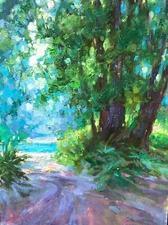 Secret Trail Forest painting original oil landscape impressionism  art 12x12