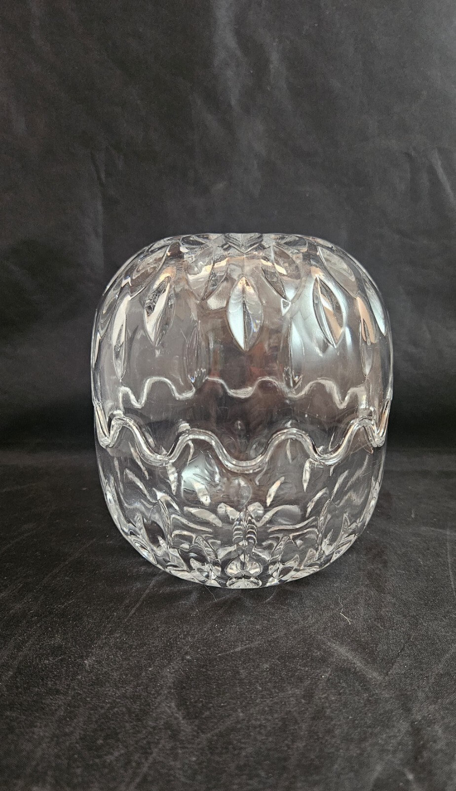 Vintage 24% PBO Lead Crystal Candy Bowl West Germany Interlocking Design  