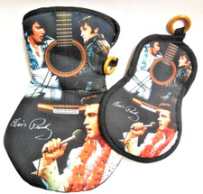 Elvis Presley Oven Mitt Potholder Gift Set Guitar Style 2 Pc.  New Memphis