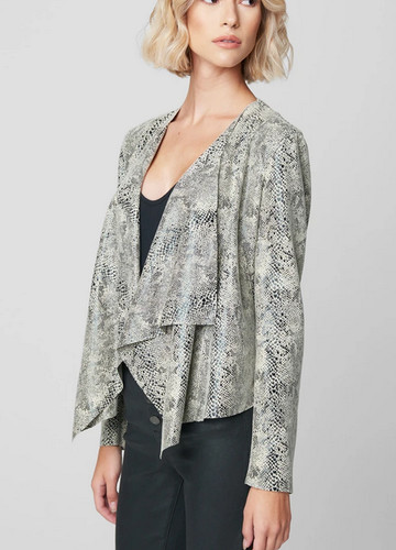 Blank NYC Jacket in Snake Eyes Drape Front Faux Suede Size S NWT
