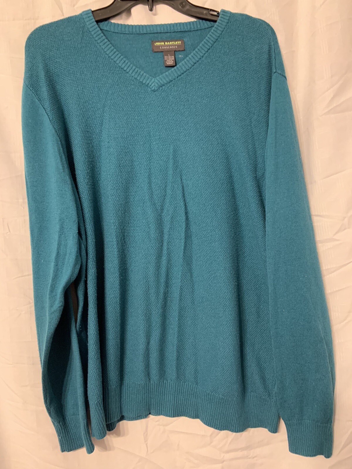 JOHN BARTLETT CONSENSUS  V-Neck Textured Green Sw… - image 1