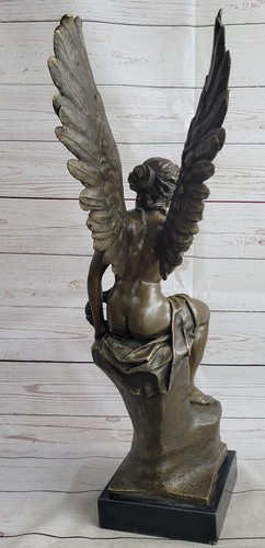 Nike Diosa de la Victoria Alado Desnudo Mujer Ángel con Corona Bronce Escultura Arte - Imagen 5 de 10
