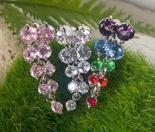 Reverse Chandelier Multi Gem Belly Ring Navel Naval Clear, Pink, Rainbow