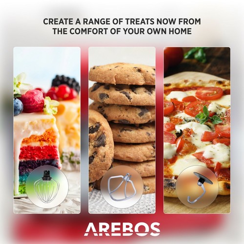 AREBOS Batidora Amasadora - 1500W - 6L - Robot de Cocina - 6 Velocidade - Imagen 7 de 12
