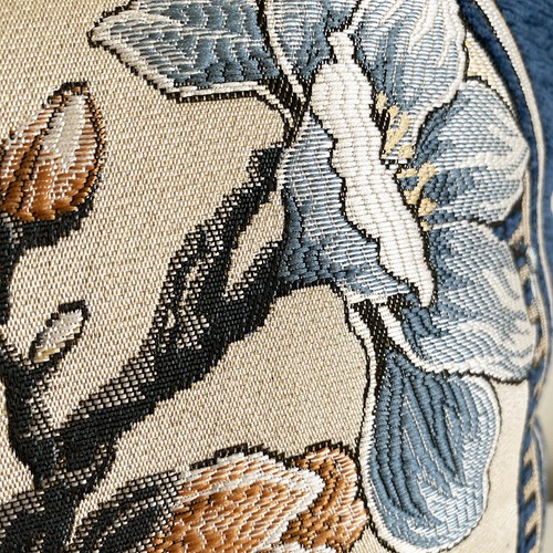 Classic Navy Blue/Grey Hamptons Chinoiseries Print Orchid Blooms Cushion Cover - Picture 16 of 19