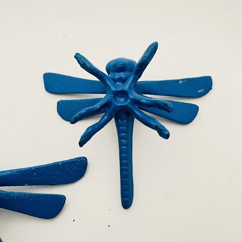 Blaue Gusseisen Gartenkäfer LIBELLE Figuren Insekt Libellen 3 Stück - Bild 8 von 12
