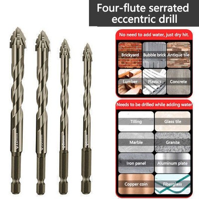 New Four-Flute Sawtooth Eccentric Drill Bit, Cozy Hoome Efficient Drill Bits