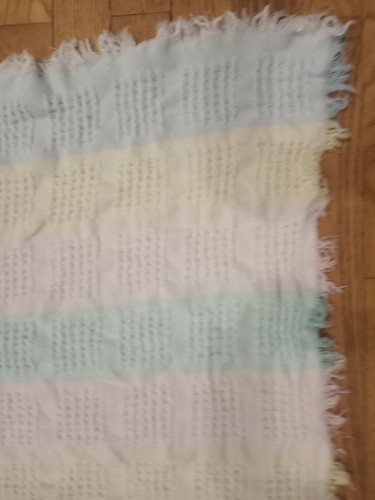 Vintage Japan All Mine 100% Acrylic Knit Baby Blanket Pastels Waffle Weave - Picture 9 of 23