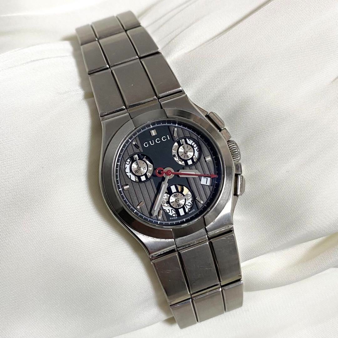 Gucci YA124401 Titanium Chronograph Date Small Second Silver