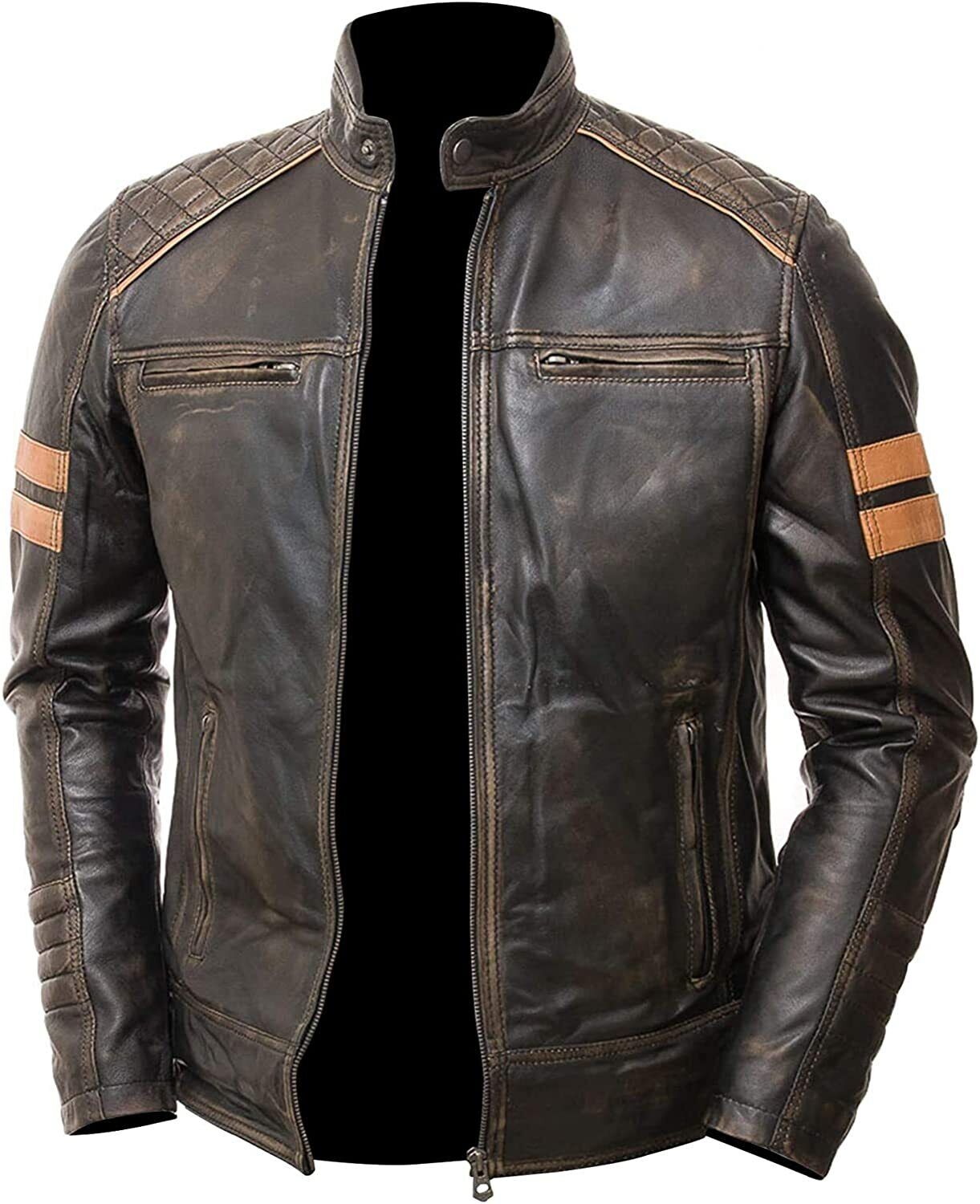 Louis Vuitton Cafe Racer Bomber Brown Leather Jacket - Sale