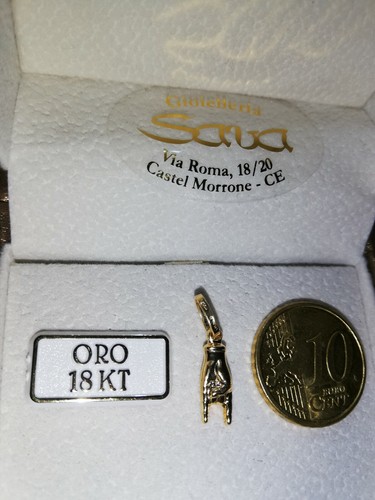Amulett Anhänger Glücksbringer Handhorn Hand in 750 Gelbgold 18 Kt Neu - Bild 11 von 12