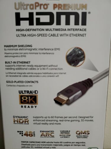 GE vergoldetes HDMI-Kabel 8K UHDR Ultra High-Speed 8 Fuß 2,4 m 48 GBPS dynamisch 4K - Bild 17 von 21