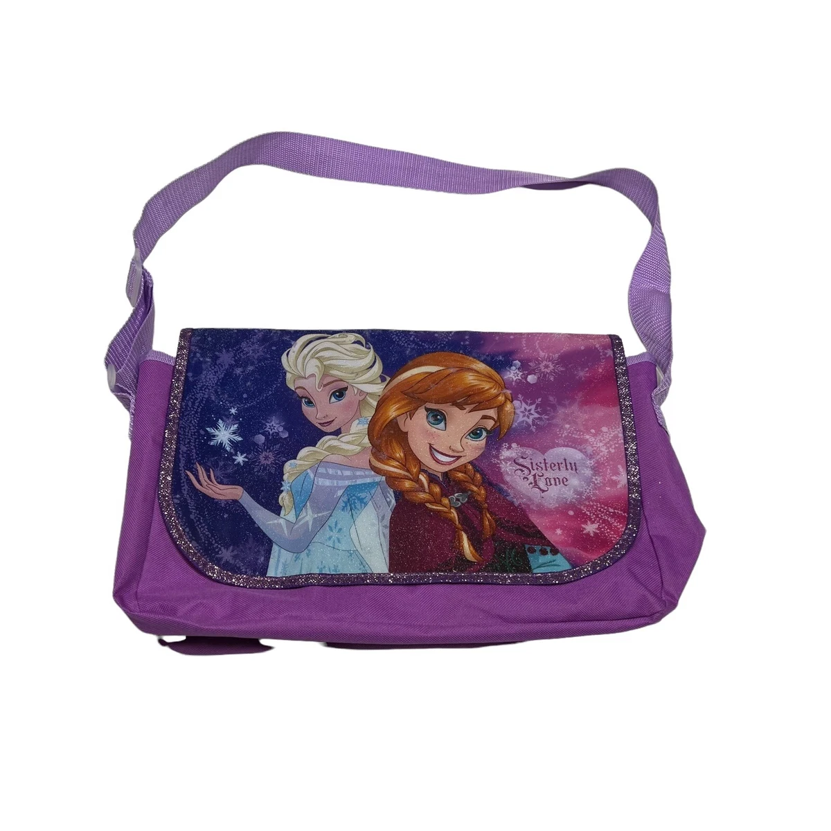 Disney Frozen Messenger Bag Purple Crossbody School Bag 16 Drop Elsa Anna