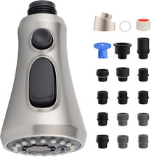 Universal Pull down Kitchen Faucet Head Replacement, 3 Function Anti-Splashing F