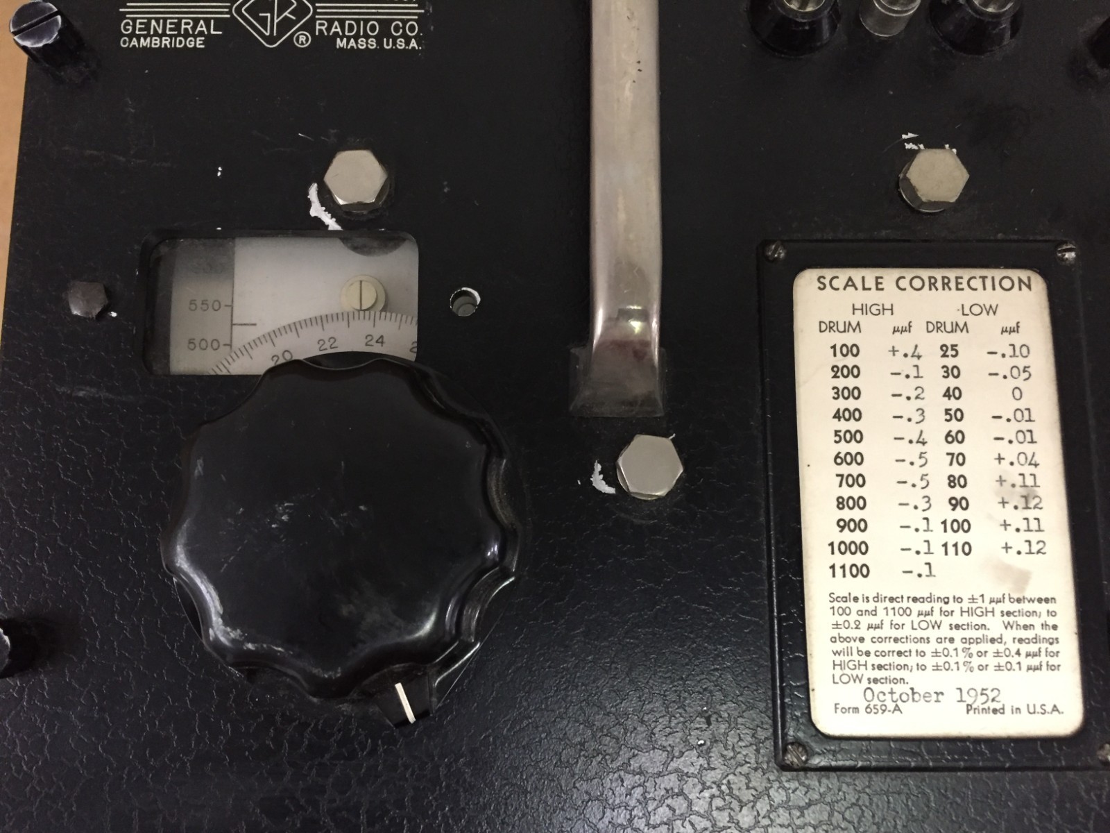 Vintage General Radio Precision Condenser Type 722-D 110pF & 1100pF