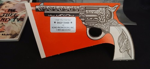 Sally Starr (Auto) 1950's Book And Cardboard Display Simulated Cap Gun 10 inches
