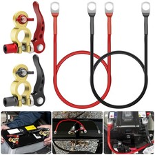 2 100cm 10AWG Gauge Battery Cables W/ 3/8" Tinned Copper Lugs for RV Marine Car