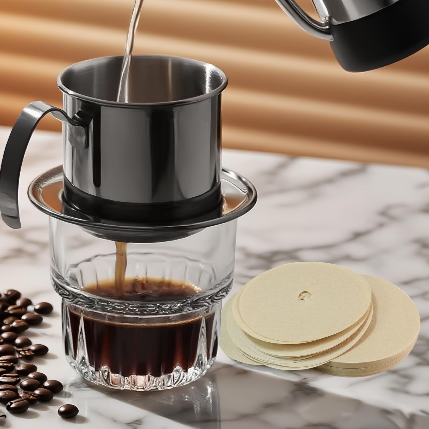 Breathable Disposable Coffee Filter Discs - 400 Count, Ideal for Homes & Camping