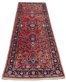 Amazing Hand Knotted Vintage Tribal Saroukh Wool Area Rug 6.4 x 2.7 Ft